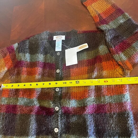 Talbots Hand Knit Striped Cardigan Sweater S Multicolor mohair Button Front - Picture 6 of 10